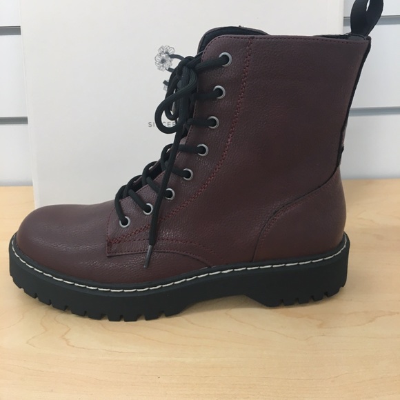 burgundy combat boots
